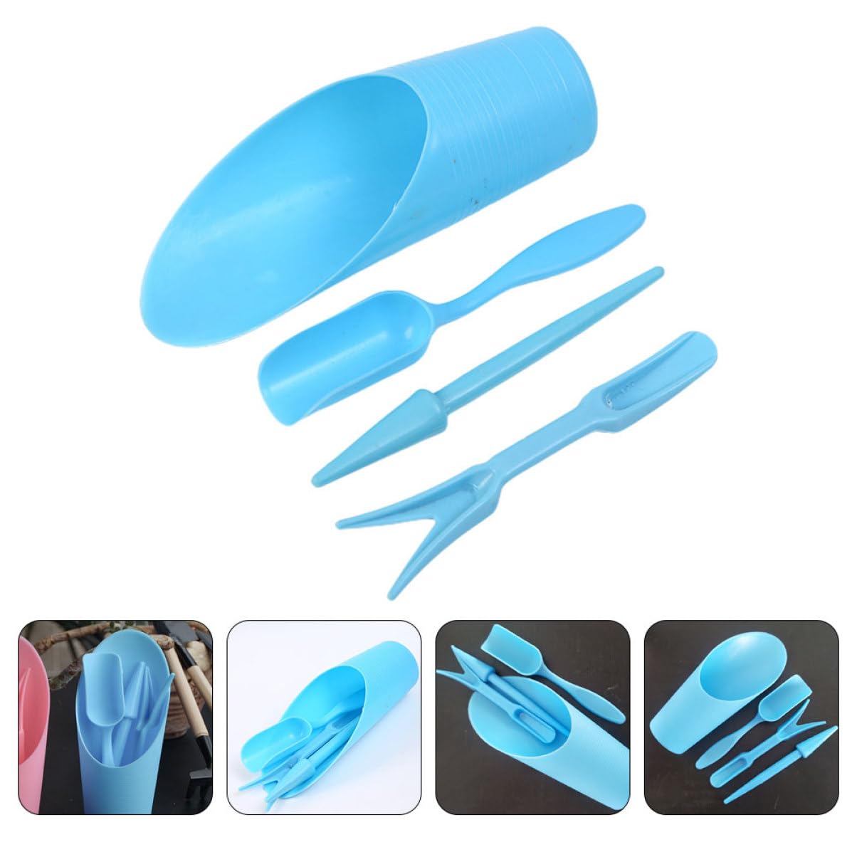 Gardening Tools Spade - 4 ピース/セット、プラスチック耐久性のあるバケツシャベル鉢植え栽培シリンダー MeatPlant 土壌シャベルガーデンツールミニ庭の植栽ツール