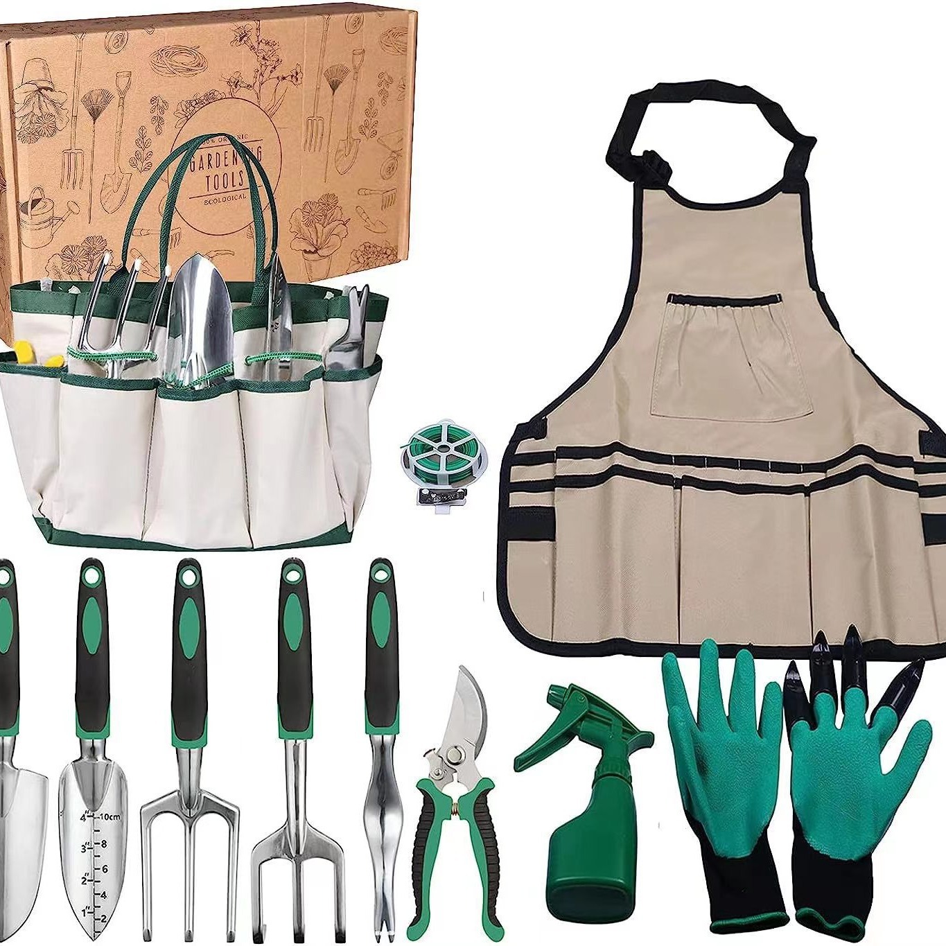 Gardening Tools Spade - 11個入りガーデンツールセット アルミ合金製ステンレス鋼シャベル、熊手、鍬、園芸ギフトボックス