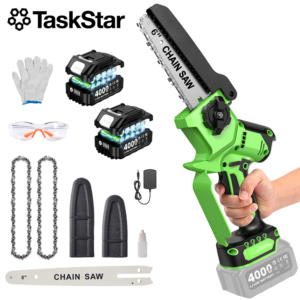 Gardening Tools Battery Powered - TaskStar ブラシレス電動チェーンソー 6&8 インチ ハンドヘルド コードレス剪定鋸