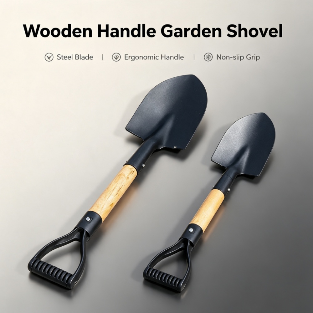 天然木製ハンドル付き防錆鋼製シャベル、尖った園芸用スコップ、 - Gardening Tools Spade のレビューと価格