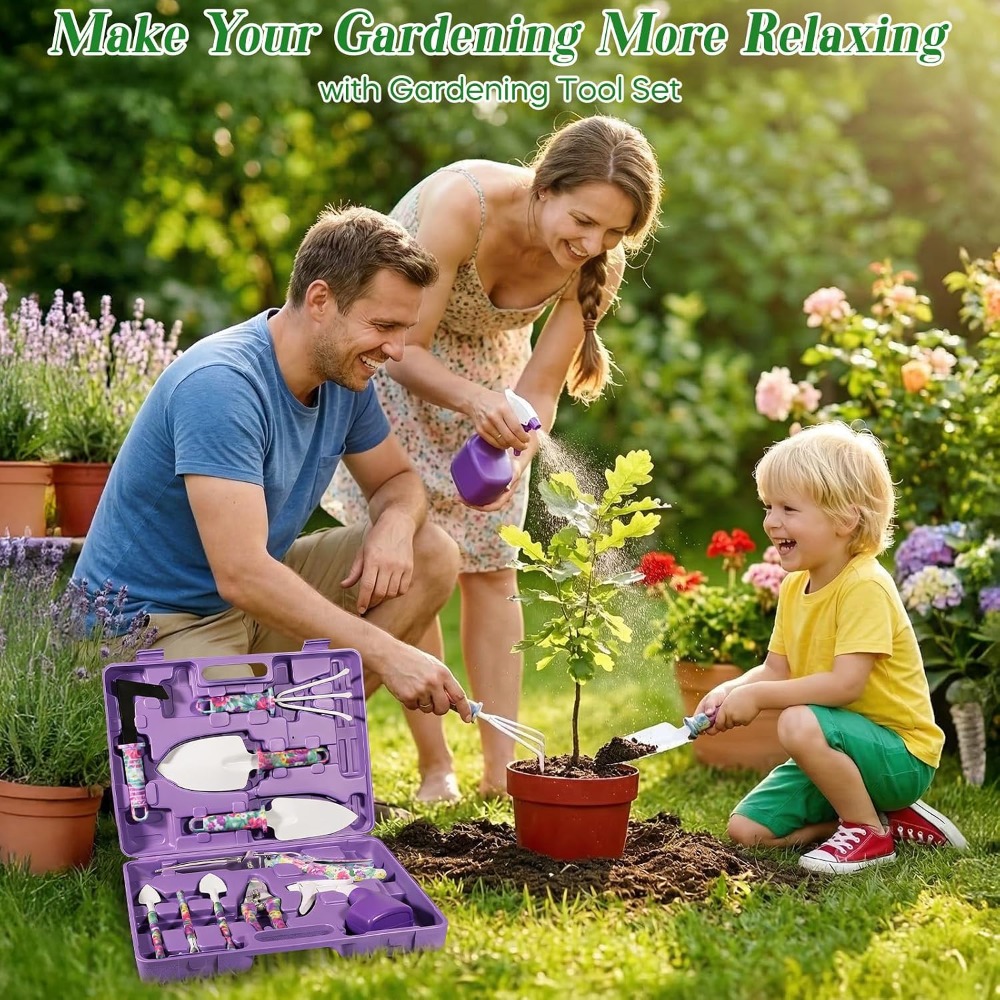 花柄ケース付き10点ガーデニングツールセット：特別な機会の女 - Gardening Tools Gift Set のレビューと価格