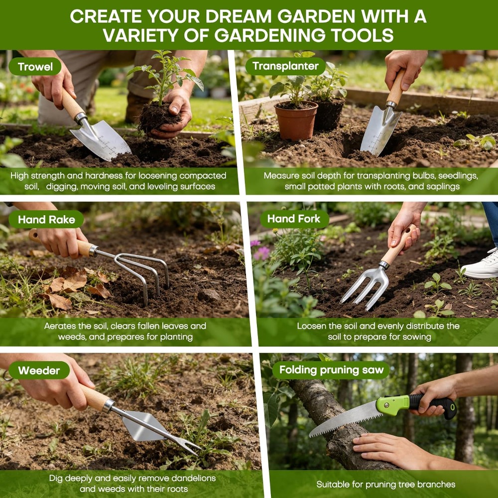 ステンレス製シャベル、マット、剪定ばさみ、耐久性のあるバッグ - Gardening Tools Gift Set のレビューと価格