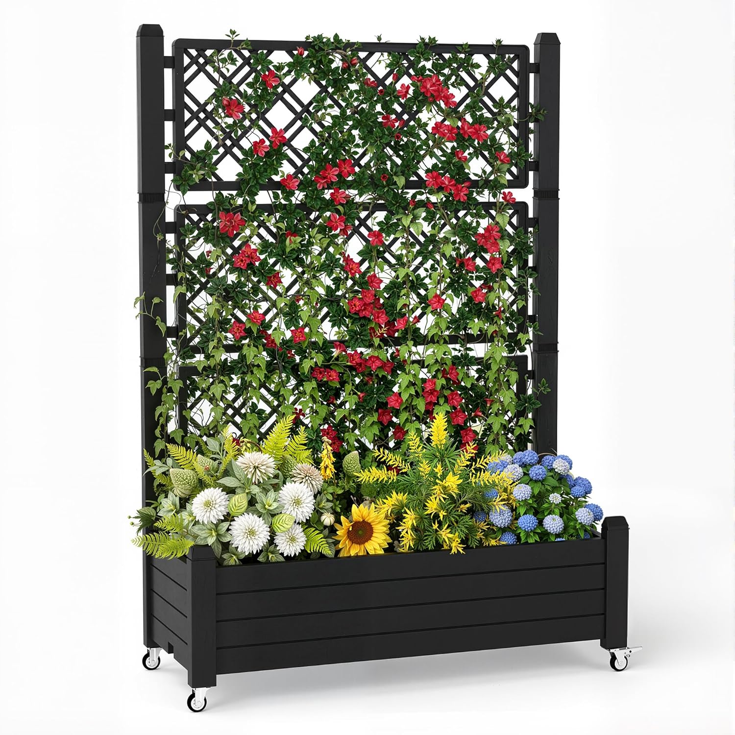 トレリス付き上げ床式菜園、21ガロン自動給水プランターボック - Self-Watering Planter のレビューと価格