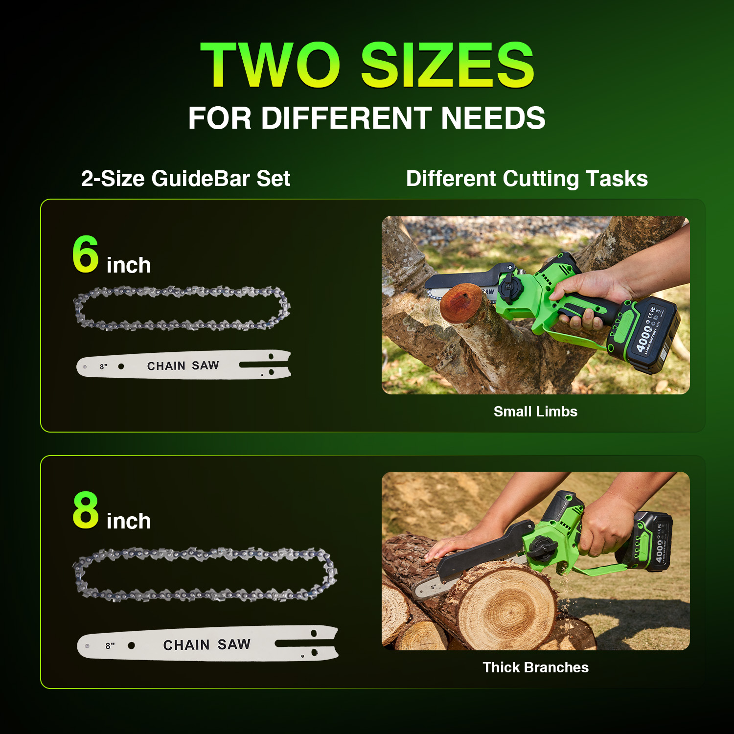 TaskStar ブラシレス電動チェーンソー 6&8 インチ - Gardening Tools Battery Powered のレビューと価格