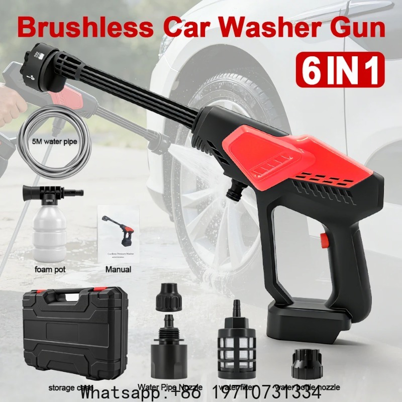 300Bar ブラシレス高圧洗車機強力なコードレス水鉄砲 6 - Gardening Tools Battery Powered のレビューと価格